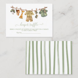 Safari Baby shower Clothesline Luier Raffle Kaarte Visitekaartje