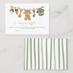 Safari Baby shower Clothesline Luier Raffle Kaarte Visitekaartje