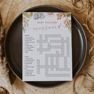 SAFARI Baby shower Crossword Game Kaart