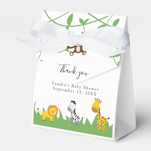 Safari Baby shower Cute Oerwoud Animals Neutraal Bedankdoosjes (Voorkant Zijde)