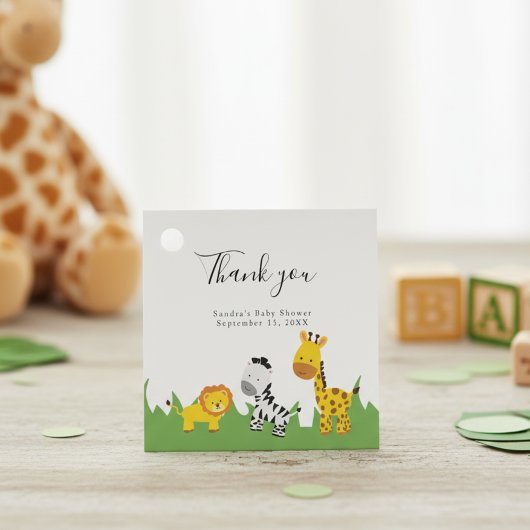 Safari Baby shower Cute Oerwoud Animals Neutraal Bedankjes Labels