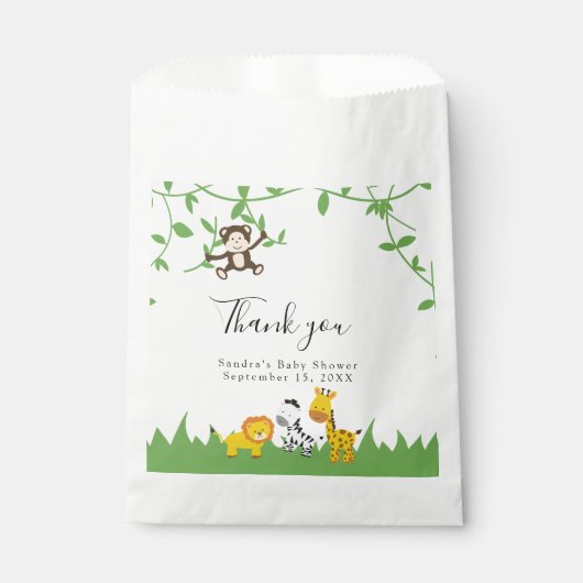 Safari Baby shower Cute Oerwoud Animals Neutraal Bedankzakje (Voorkant)