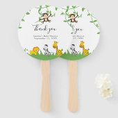 Safari Baby shower Cute Oerwoud Animals Neutraal Handwaaier (Voorkant en achterkant)