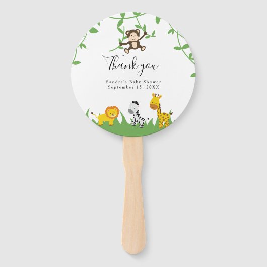 Safari Baby shower Cute Oerwoud Animals Neutraal Handwaaier (Voorkant)