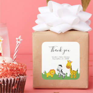 Safari Baby shower Cute Oerwoud Animals Neutraal Vierkante Sticker
