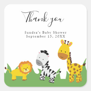 Safari Baby shower Cute Oerwouden Neutral Squ Vierkante Sticker