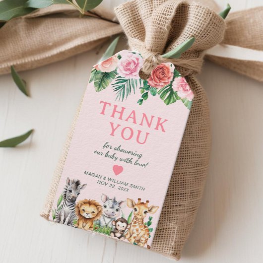 Safari Baby shower Dank je wel - Oerwoud Animal Cadeaulabel