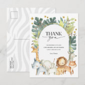 Safari Baby shower dank u briefkaart (Voorkant / Achterkant)