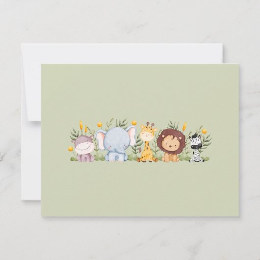 Safari Baby shower Dank u Kaarten Oerwoud Dieren (Achterkant)