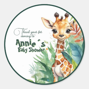 Safari Baby shower Dankbaarheid Groen Ronde Sticker