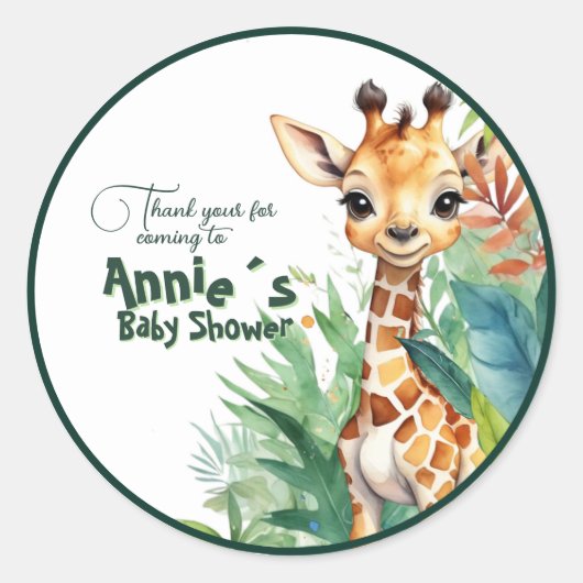 Safari Baby shower Dankbaarheid Groen Ronde Sticker (Voorkant)