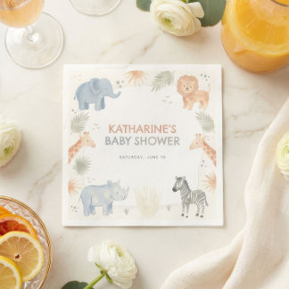 Safari baby shower decoratie Wild One servetten