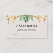 Safari Baby shower Diaper Raffle Green Gold Ecru Informatiekaartje (Voorkant)