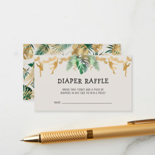 Safari Baby shower Diaper Raffle Green Gold Ecru Informatiekaartje