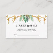 Safari Baby shower Diaper Raffle Green Gold Informatiekaartje (Voorkant)
