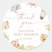 SAFARI Baby shower Favor Ronde Sticker (Voorkant)