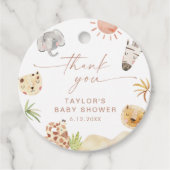 SAFARI Baby shower Favor Tag Bedankjes Labels (Voorkant)