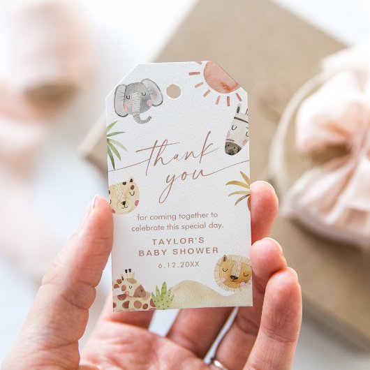 SAFARI Baby shower Favor Tag Cadeaulabel