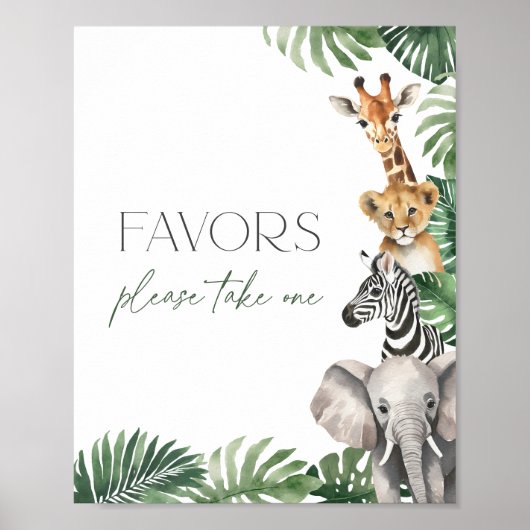 Safari Baby shower Favorieten teken Poster (Voorkant)