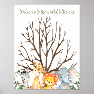 Safari Baby shower Fingerprint Guest Book Sign. Poster
