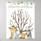 Safari Baby shower Fingerprint Guest Book Sign. Poster (Voorkant)
