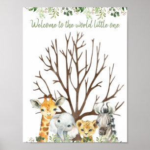 Safari Baby shower Fingerprint Guest Book Sign. Poster