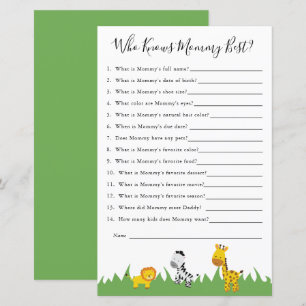 Safari Baby shower Game die mama het beste kent