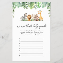 Safari Baby shower Game - Noem dat Baby Food Flyer