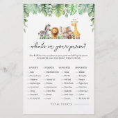 Safari Baby shower Game - Wat zit er in je tas? Flyer (Voorkant)