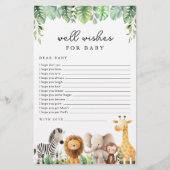 Safari Baby shower Game - Well Wishes voor Baby Flyer (Voorkant)