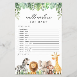 Safari Baby shower Game - Well Wishes voor Baby Flyer