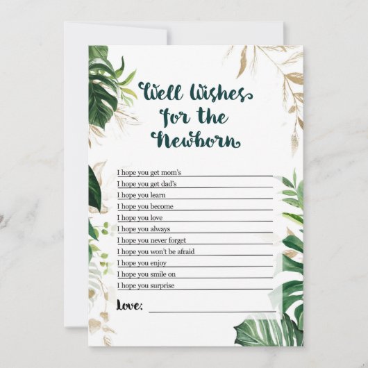 Safari Baby shower Game - Well Wishes voor pasgebo Kaart (Voorkant)