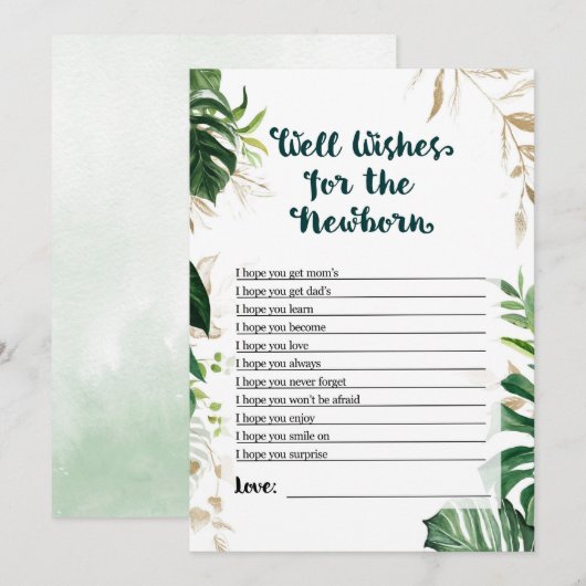 Safari Baby shower Game - Well Wishes voor pasgebo Kaart (Voorkant / Achterkant)