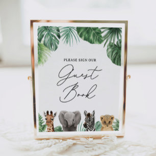 Safari Baby shower Gastenboekteken Poster