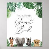 Safari Baby shower Gastenboekteken Poster (Voorkant)