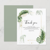 Safari Baby shower Giraffe Olifant Dank u kaart (Voorkant / Achterkant)