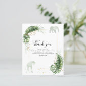 Safari Baby shower Giraffe Olifant Dank u kaart (Staand voorkant)
