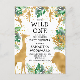 Safari Baby shower Gold Green Invitation Briefkaar Briefkaart