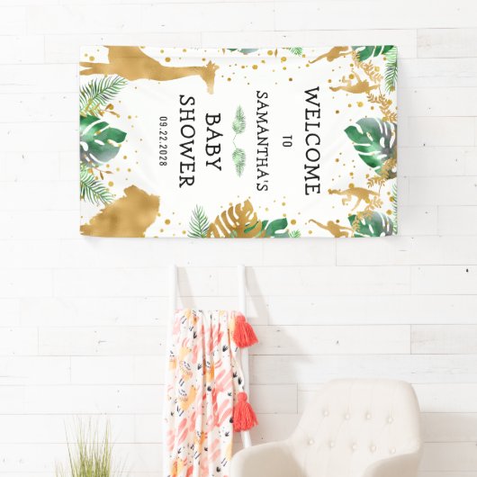 Safari Baby shower Gold Green Welcome Banner (Insitu)