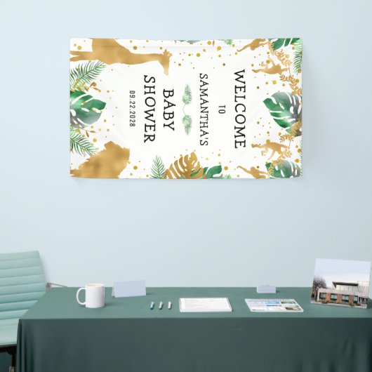 Safari Baby shower Gold Green Welcome Banner (Beurs)