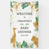Safari Baby shower Gold Green Welcome Banner (Verticaal)