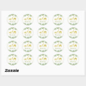 Safari Baby shower Goud Groen Tropisch Dank u Ronde Sticker (Vel)