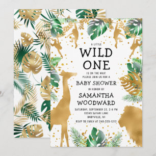 Safari Baby Shower Goud Groen Uitnodiging
