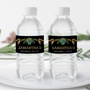 Safari Baby shower Green Gold Black Waterfles Etiket
