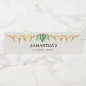 Safari Baby shower Green Gold Ecru Waterfles Etiket (Enkel label)