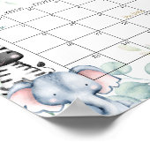 Safari Baby shower Guess Due Date Kalender Poster (Hoek)