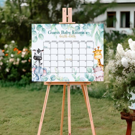 Safari Baby shower Guess Due Date Kalender Poster