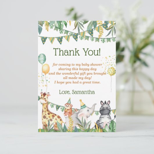 Safari Baby shower Hartelijk dank Bedankkaart (Staand voorkant)