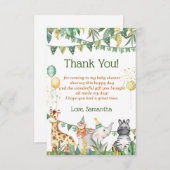 Safari Baby shower Hartelijk dank Bedankkaart (Voorkant / Achterkant)