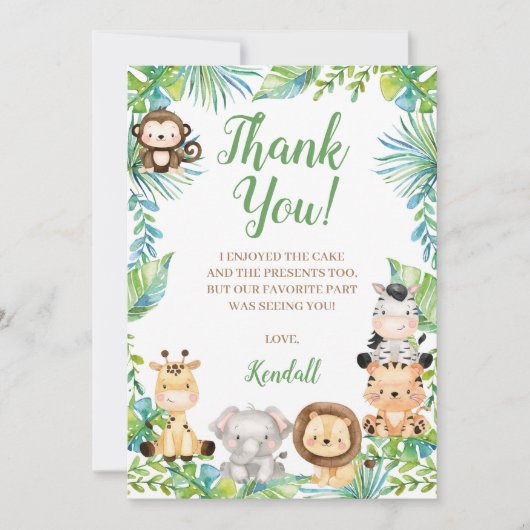 Safari Baby shower Hartelijk dank Kaart (Voorkant)